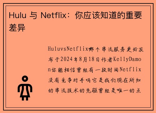 Hulu 与 Netflix：你应该知道的重要差异